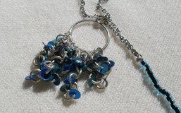 Teal/Silver Repurposed Necklace - Long in Katy, Texas